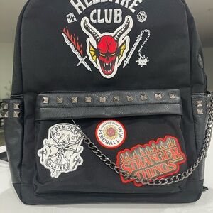 Hellfire Club Black Backpack with Patches and Chain- Universal Studios